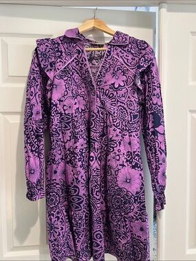 Purple Floral Long Sleeve Dress